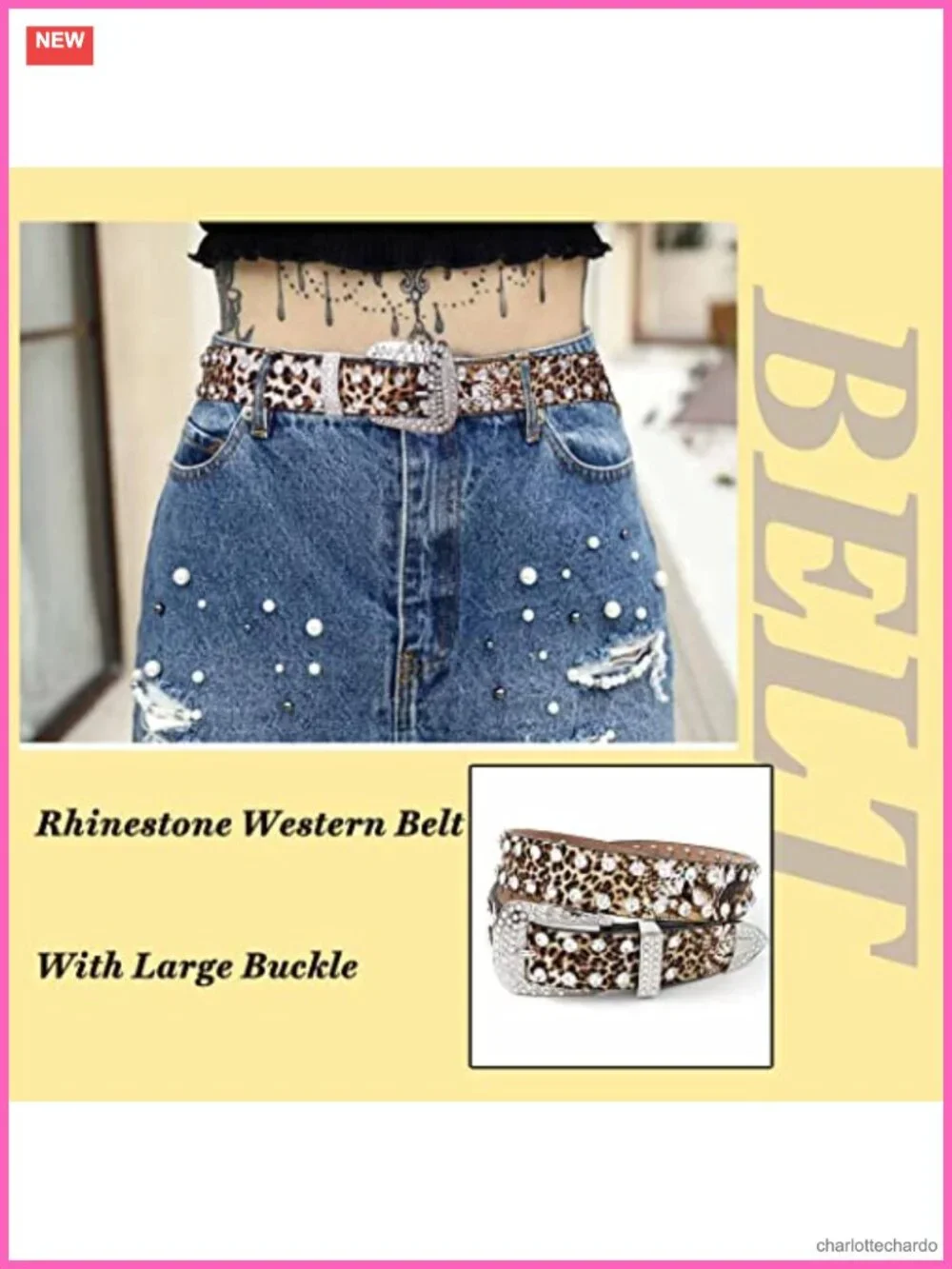 Leather Rhinestone Belt with Crystal Studded Buckle Western Cowgirl Cinch Waist